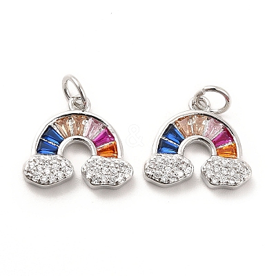Rack Plating Brass Cubic Zirconia Charm KK-K270-01P-1