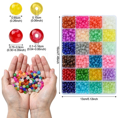 1200Pcs 24 Colors Baking Paint Imitation Jade Glass Round Bead Sets DGLA-YW0001-27-1