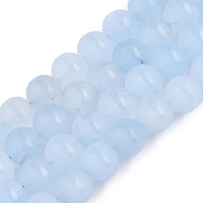 Frosted Natural White Jade Beads Strands G-T138-10mm-209C-1