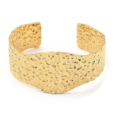 304 Stainless Steel Textured Wide Cuff Bangles LS-BJEW-P302-10G-1