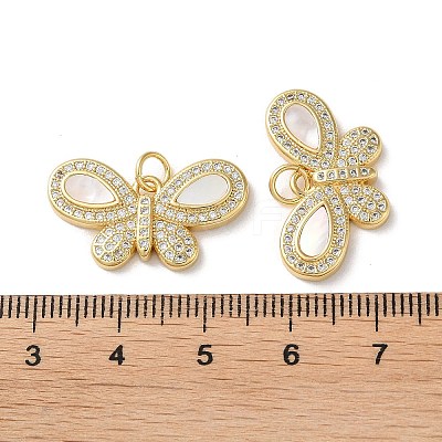 Brass Micro Pave Clear Cubic Zirconia Pendants KK-B083-37A-G-1