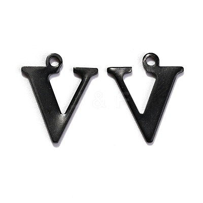 304 Stainless Steel Alphabet Charms STAS-H122-V-EB-1