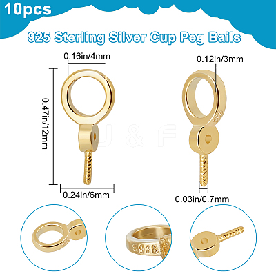 10Pcs 925 Sterling Silver Screw Eye Peg Bails STER-BBC0002-10-1