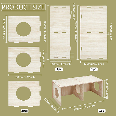 Wooden Hamster Hideout House AJEW-WH0270-086B-1