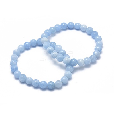 Natural & Dyed White Jade Bead Stretch Bracelets BJEW-K212-C-018-1