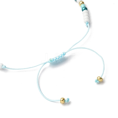 Natural Freshwater Shell & Glass Seed Beads Braided Bead Bracelets for Women BJEW-JB12362-03-1