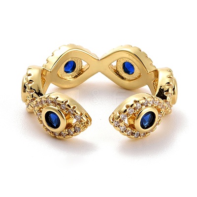 Evil Eye Cubic Zirconia Cuff Ring RJEW-E170-08G-1