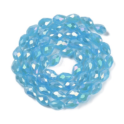 Opaque Solid Color Electroplate Glass Beads Strands LS-EGLA-N013-J6mm-B05-1