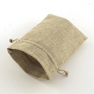 Polyester Imitation Burlap Packing Pouches Drawstring Bags ABAG-R004-18x13cm-05-1