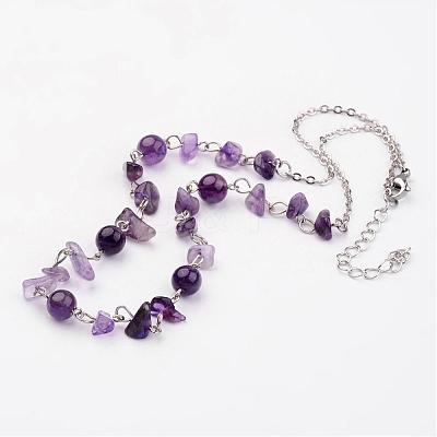 Gemstone Beaded Necklaces NJEW-JN01702-1