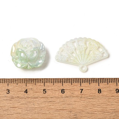 Rainbow Iridescent Plating Acrylic Beads OACR-U006-01D-1