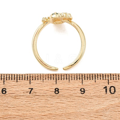 Adjustable Brass Micro Pave Cubic Zirconia Cuff Rings for Women RJEW-B138-02G-1