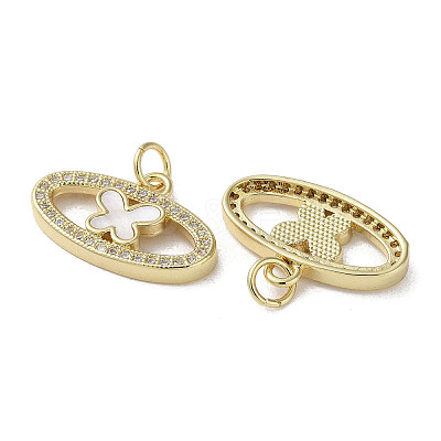Brass Micro Pave Cubic Zirconia Charms KK-G485-02G-1