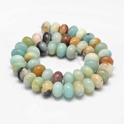 Rondelle Natural Flower Amazonite Beads Strands G-K094-10x6mm-A-1