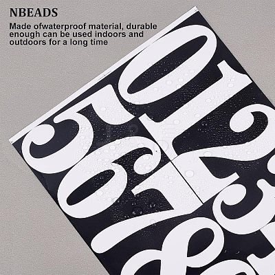 12 Sheets 2 Colors Number 0~9 PVC Waterproof Self-Adhesive Sticker DIY-NB0007-28-1