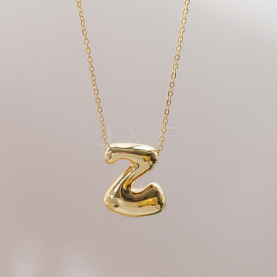 Brass Chunky Initial Pendant Necklaces WG97A63-26-1