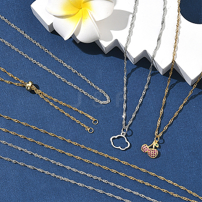 10Pcs 2 Colors 304 Stainless Steel Singapore Chain Necklace Making AJEW-SC0003-99-1