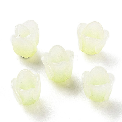 4-Petal Opaque Acrylic Bead Caps X-SACR-D007-08B-1