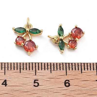 Cherry Rack Plating Brass Micro Pave Cubic Zirconia Charms KK-G512-24G-1
