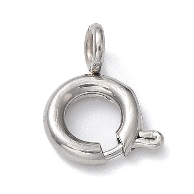 Non-Tarnish 304 Stainless Steel Smooth Surface Spring Ring Clasps STAS-E143-03E-P-1
