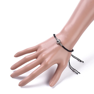 Skull Adjustable Brass Nylon Thread Braided Bracelets BJEW-JB04984-03-1