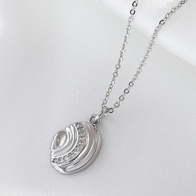 Ocean Summer Brass Pave Clear Cubic Zirconia Pendant Necklaces FS-WG82AA1-08-1