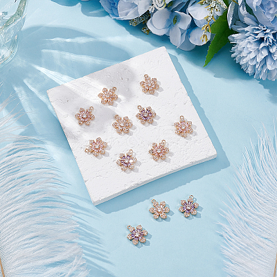 12Pcs 3 Colors Brass with Cubic Zirconia Pendants KK-DR0001-57-1