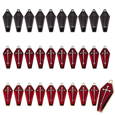 30Pcs 3 Colors Halloween Theme Alloy Enamel Pendants ENAM-SZ0002-71-1