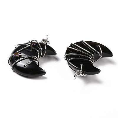 Natural Obsidian Pendants G-B023-01P-01-1