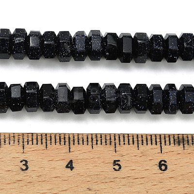 Synthetic Blue Goldstone Beads Strands G-G317-A07-3x6mm-1