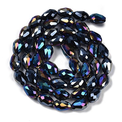 Opaque Solid Color Electroplate Glass Beads Strands EGLA-N013-P8mm-B01-1