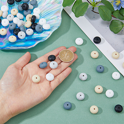 60Pcs 5 Colors Food Grade Eco-Friendly Silicone Beads SIL-DC0001-37-1