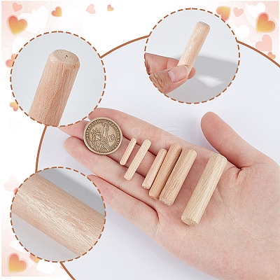 480Pcs 6 Styles Wood Grooved Dowel Pins AJEW-NB0005-87-1