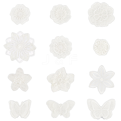 12Pcs 12 Style Computerized Embroidery Lace Self Adhesive/Sew on Patches DIY-FG0004-01-1