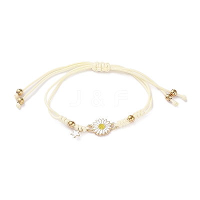 Sunflower Alloy Enamel Charms Braided Bracelets BJEW-A016-01B-1