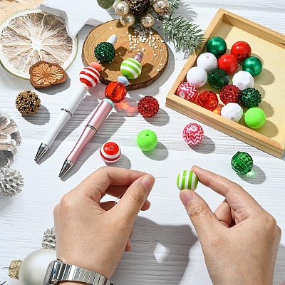 DIY Round Acrylic & Striped Resin Beads Pendants Making Kits DIY-YW0010-21A-1