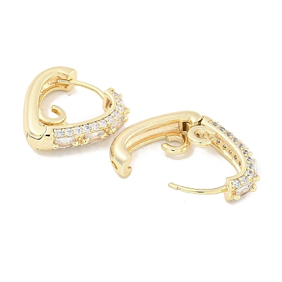 Brass Micro Pave Clear Cubic Zirconia Hoop Earrings EJEW-S228-11G-1