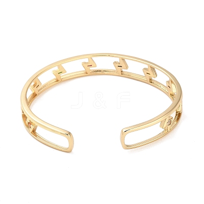 Brass Hollow Lightning Bolt Open Cuff Bangles with Colorful Glass for Women BJEW-M312-10G-1