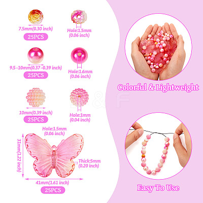 100Pcs 4 Styles Gradient ABS Plastic Imitation Pearl Beads & Transparent Acrylic Beads Sets KY-TA0001-31-1