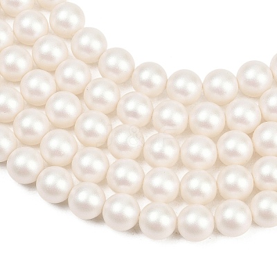 Frosted Glass Pearl Beads Strands GLAA-A044-08A-01-1