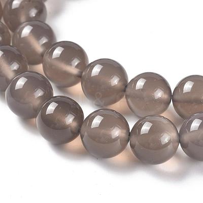Natural Grey Agate Bead Strands G-R193-12-10mm-1