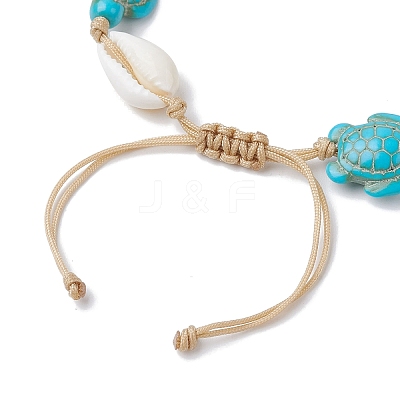 Natural Shell & Synthetic Turquoise Braided Bead Bracelets AJEW-AN00562-02-1