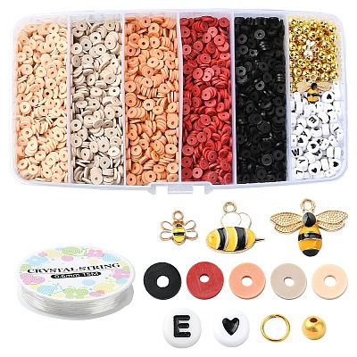Handmade Polymer Clay Heishi Beads DIY Jewelry Set Kits DIY-YW0009-51B-1