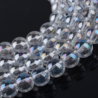 Electroplate Glass Beads Strands EGLA-Q062-8mm-A09-1