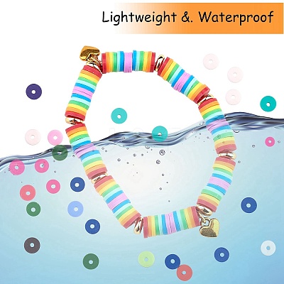 10 Strands 3 Colors Flat Round Handmade Polymer Clay Beads CLAY-SZ0002-03A-1