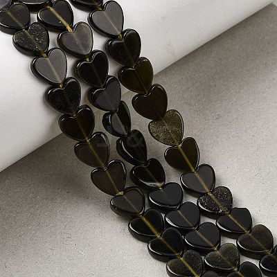Natural Golden Sheen Obsidian Beads Strands G-M403-A46-03-1