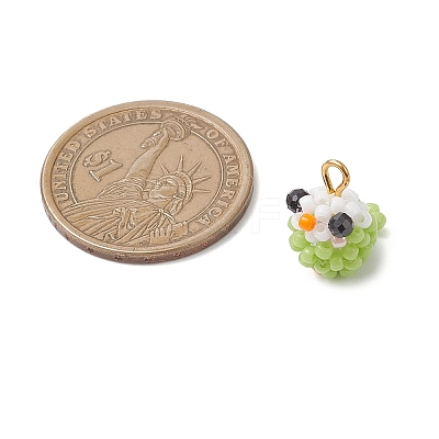 Glass Seed Beaded Bird Charms PALLOY-MZ00971-03-1