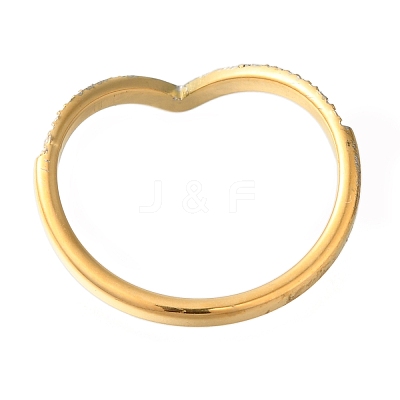 Ion Plating(IP) 304 Stainless Steel Micro Pave Clear Cubic Zirconia V Shape Finger Rings for Women RJEW-B066-04G-1