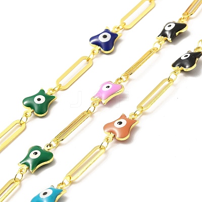 Handmade Eco-friendly Brass Enamel Butterfly with Evil Eye Link Chain CHC-I045-08G-1