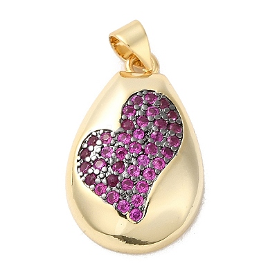 Rack Plating Brass Micro Pave Cubic Zirconia Pendants KK-P241-26G-1